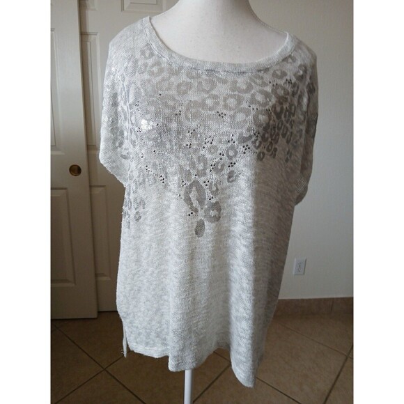 Chico's Womens Sweater Leopard Terrain Hailie High Low Top size 3 (XL ) - Picture 2 of 14